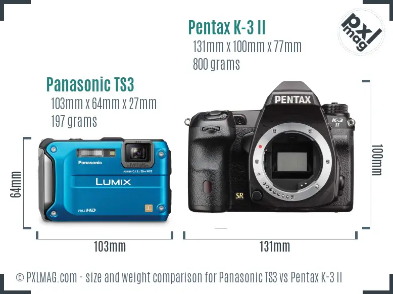 Panasonic TS3 vs Pentax K-3 II size comparison