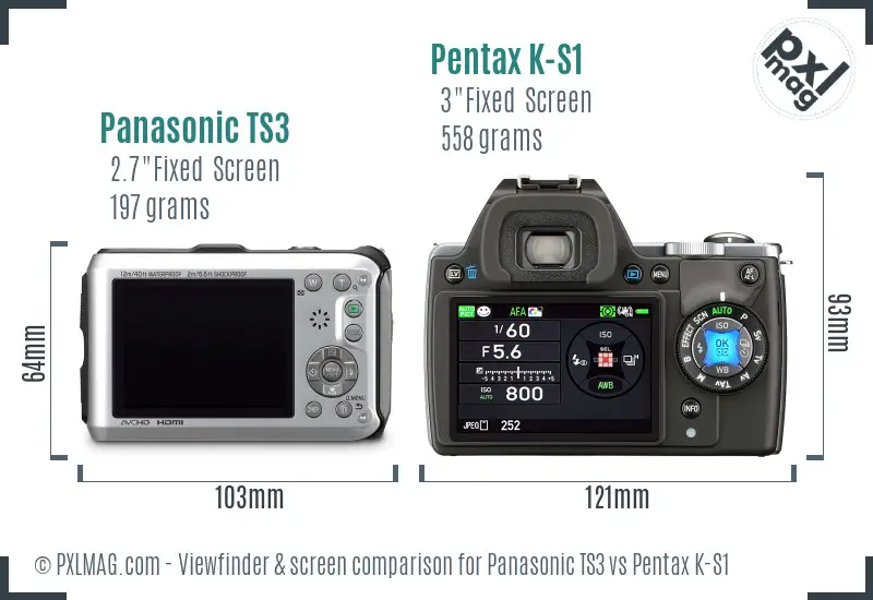 Panasonic TS3 vs Pentax K-S1 Screen and Viewfinder comparison