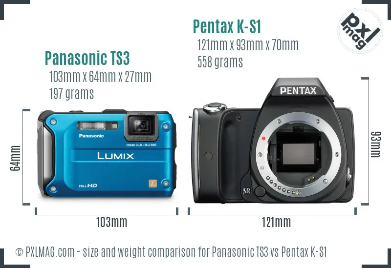 Panasonic TS3 vs Pentax K-S1 size comparison