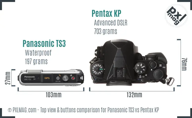 Panasonic TS3 vs Pentax KP top view buttons comparison