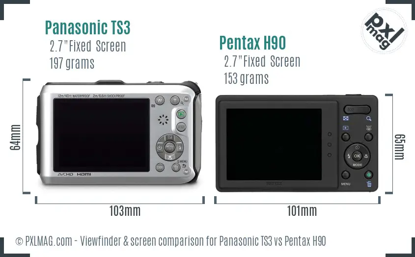 Panasonic TS3 vs Pentax H90 Screen and Viewfinder comparison