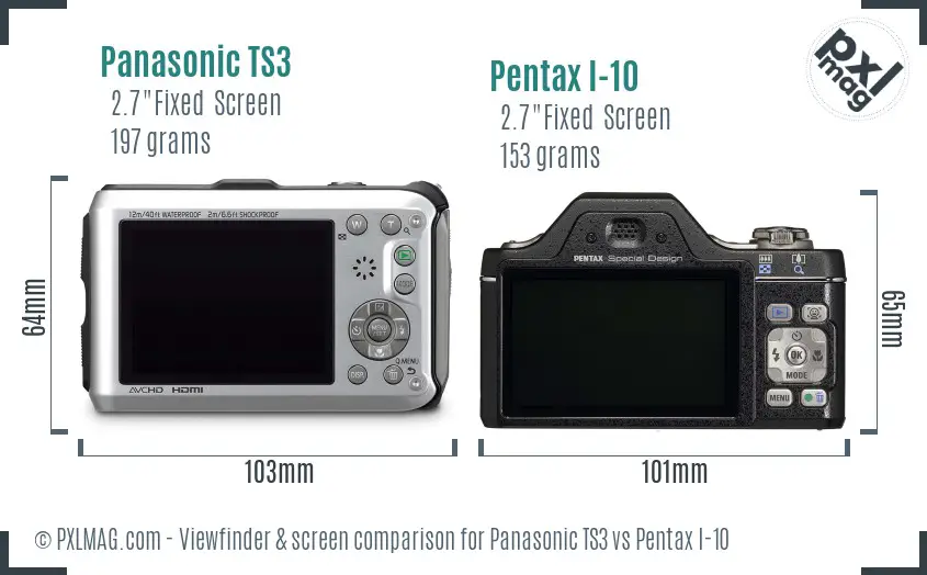 Panasonic TS3 vs Pentax I-10 Screen and Viewfinder comparison