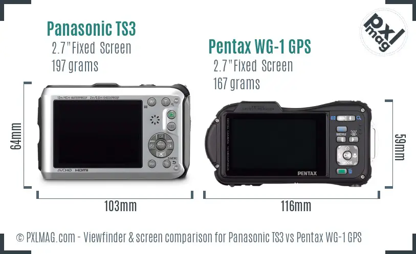 Panasonic TS3 vs Pentax WG-1 GPS Screen and Viewfinder comparison