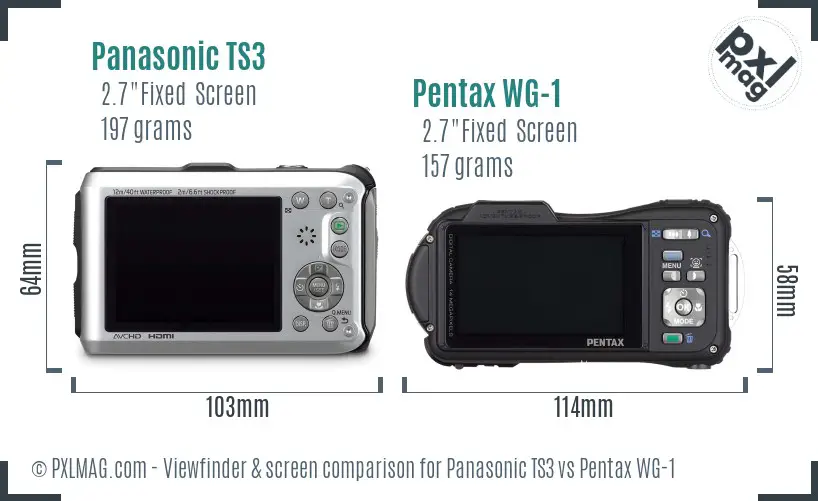 Panasonic TS3 vs Pentax WG-1 Screen and Viewfinder comparison