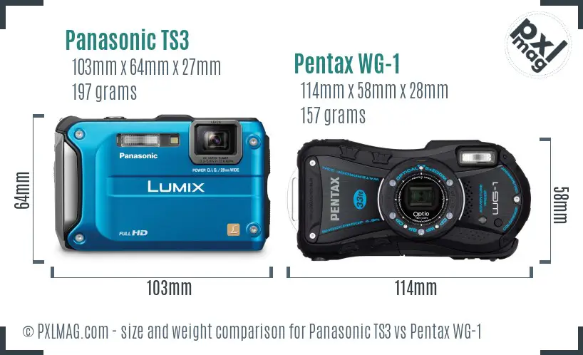Panasonic TS3 vs Pentax WG-1 size comparison