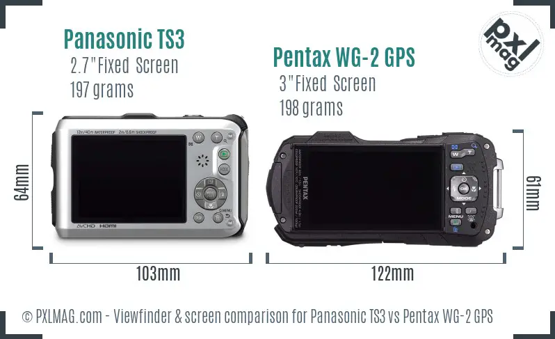 Panasonic TS3 vs Pentax WG-2 GPS Screen and Viewfinder comparison