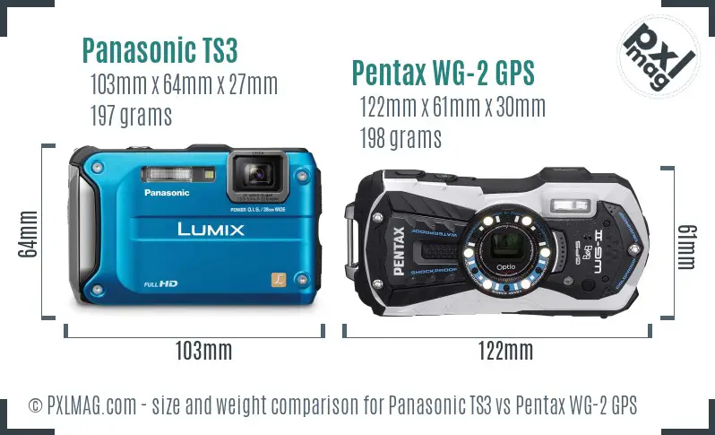 Panasonic TS3 vs Pentax WG-2 GPS size comparison