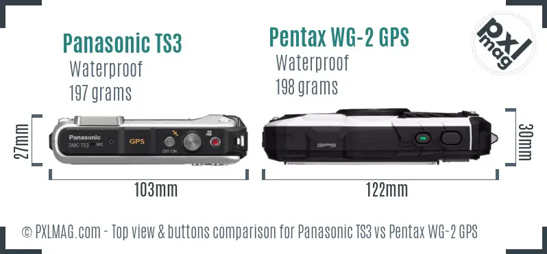 Panasonic TS3 vs Pentax WG-2 GPS top view buttons comparison