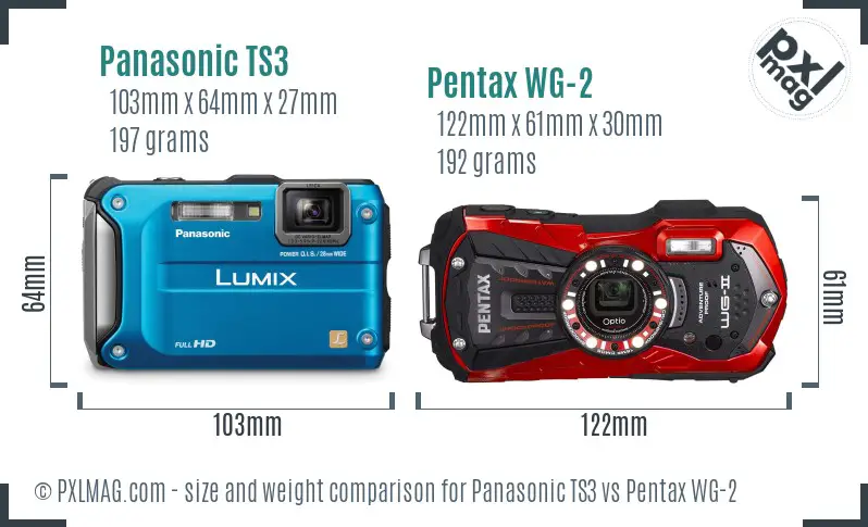 Panasonic TS3 vs Pentax WG-2 size comparison