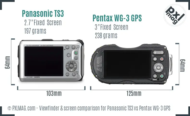 Panasonic TS3 vs Pentax WG-3 GPS Screen and Viewfinder comparison