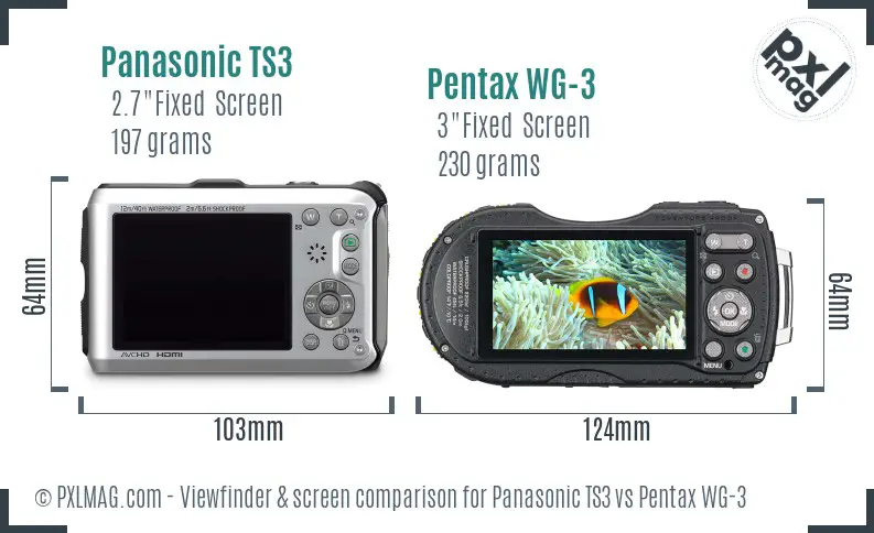 Panasonic TS3 vs Pentax WG-3 Screen and Viewfinder comparison