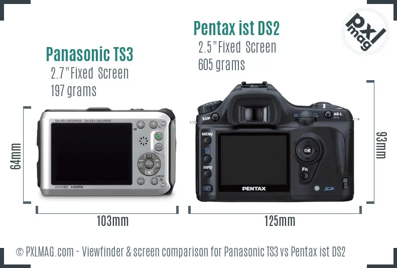 Panasonic TS3 vs Pentax ist DS2 Screen and Viewfinder comparison