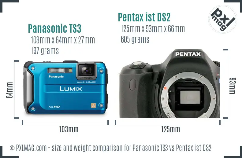 Panasonic TS3 vs Pentax ist DS2 size comparison