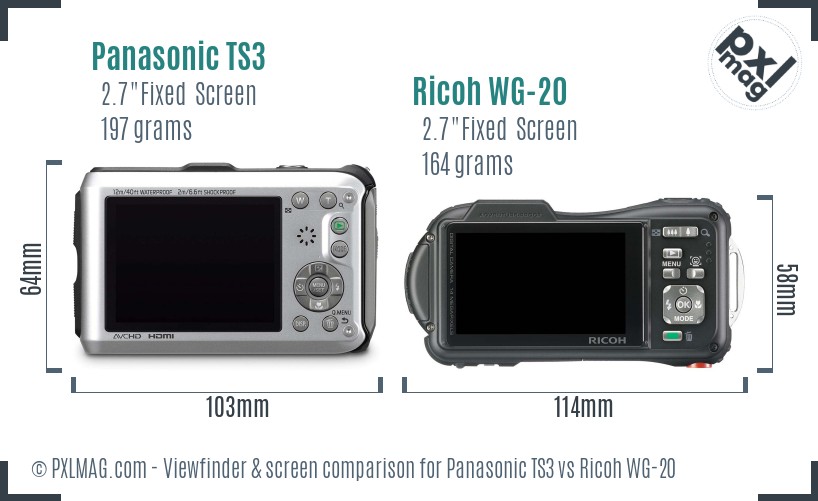 Panasonic TS3 vs Ricoh WG-20 Screen and Viewfinder comparison
