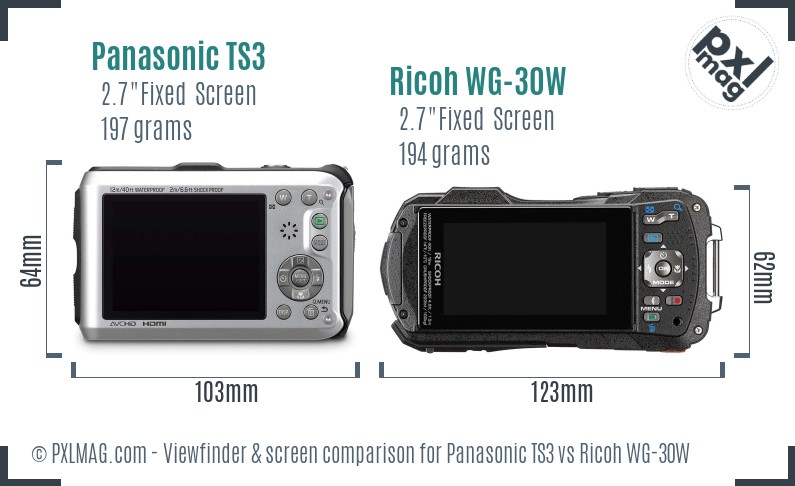 Panasonic TS3 vs Ricoh WG-30W Screen and Viewfinder comparison