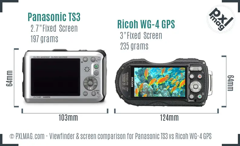 Panasonic TS3 vs Ricoh WG-4 GPS Screen and Viewfinder comparison