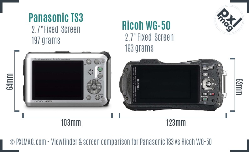 Panasonic TS3 vs Ricoh WG-50 Screen and Viewfinder comparison