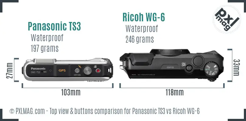 Panasonic TS3 vs Ricoh WG-6 top view buttons comparison