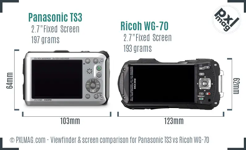 Panasonic TS3 vs Ricoh WG-70 Screen and Viewfinder comparison