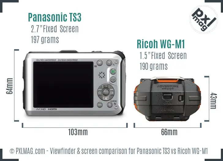 Panasonic TS3 vs Ricoh WG-M1 Screen and Viewfinder comparison