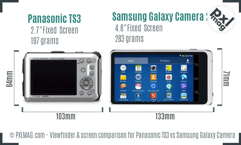 Panasonic TS3 vs Samsung Galaxy Camera 2 Screen and Viewfinder comparison