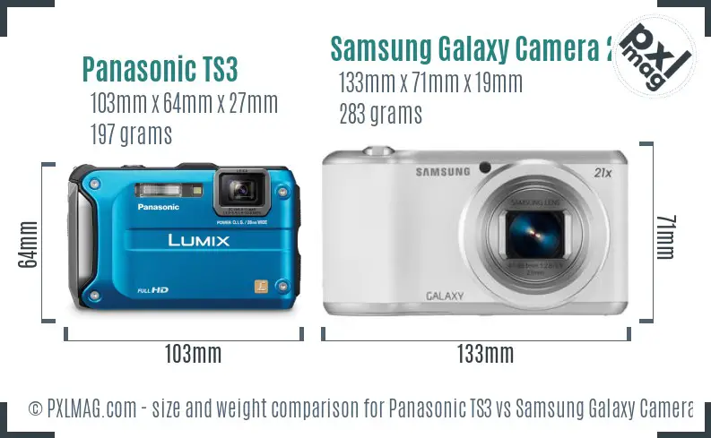 Panasonic TS3 vs Samsung Galaxy Camera 2 size comparison