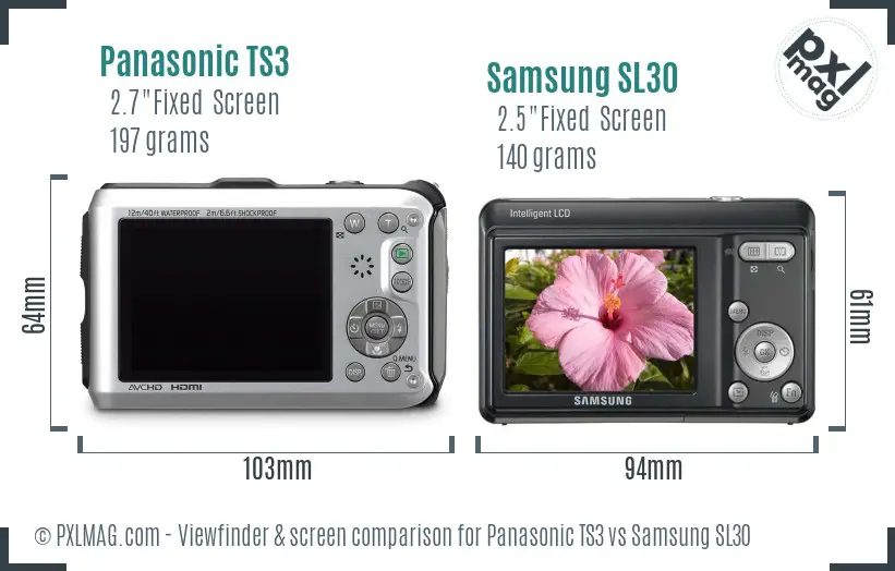 Panasonic TS3 vs Samsung SL30 Screen and Viewfinder comparison