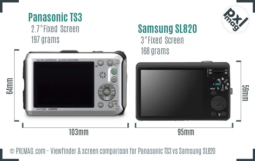 Panasonic TS3 vs Samsung SL820 Screen and Viewfinder comparison