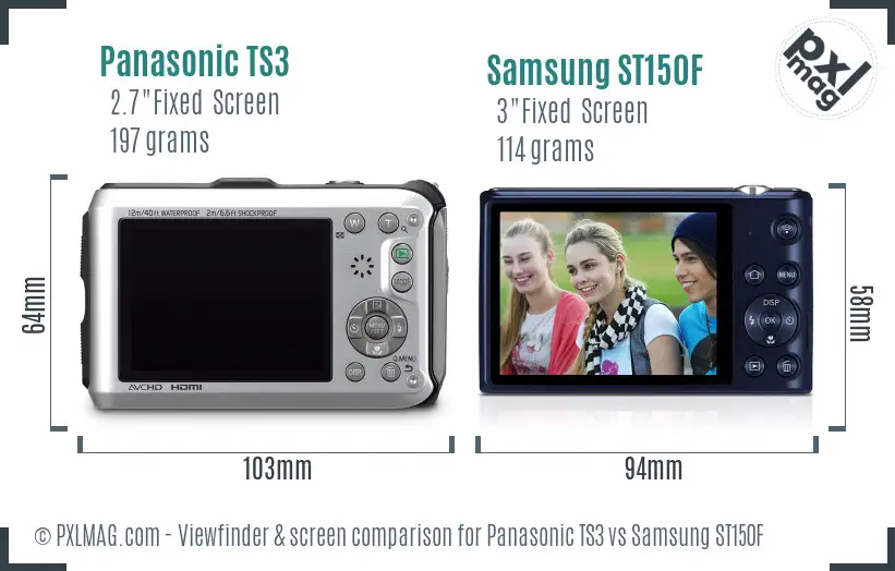 Panasonic TS3 vs Samsung ST150F Screen and Viewfinder comparison Panasonic TS3 vs Samsung ST150F Screen and Viewfinder comparison