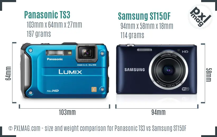 Panasonic TS3 vs Samsung ST150F size comparison Panasonic TS3 vs Samsung ST150F size comparison