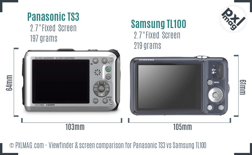 Panasonic TS3 vs Samsung TL100 Screen and Viewfinder comparison