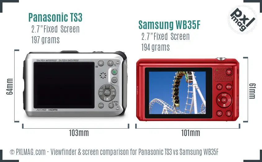 Panasonic TS3 vs Samsung WB35F Screen and Viewfinder comparison