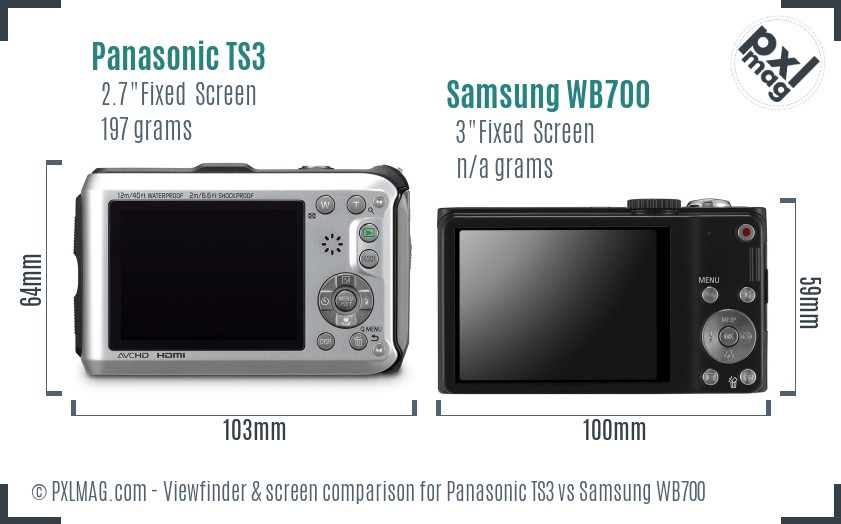Panasonic TS3 vs Samsung WB700 Screen and Viewfinder comparison