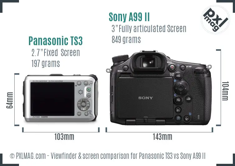 Panasonic TS3 vs Sony A99 II Screen and Viewfinder comparison Panasonic TS3 vs Sony A99 II Screen and Viewfinder comparison