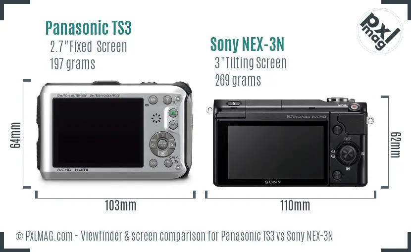 Panasonic TS3 vs Sony NEX-3N Screen and Viewfinder comparison