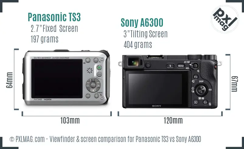 Panasonic TS3 vs Sony A6300 Screen and Viewfinder comparison Panasonic TS3 vs Sony A6300 Screen and Viewfinder comparison