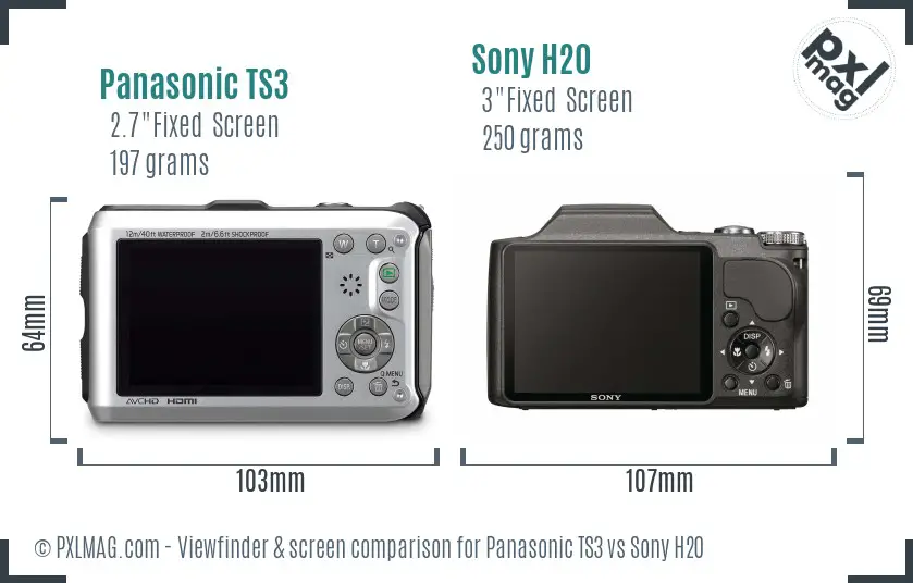Panasonic TS3 vs Sony H20 Screen and Viewfinder comparison