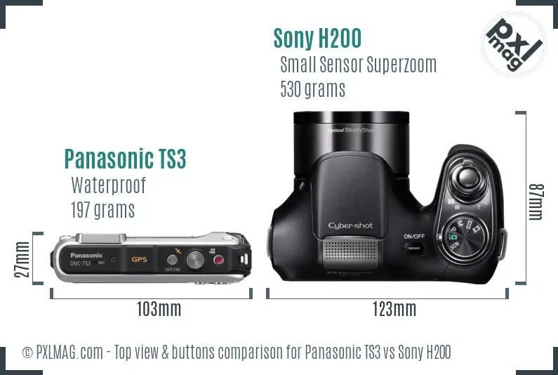 Panasonic TS3 vs Sony H200 top view buttons comparison