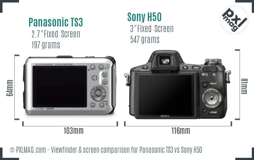 Panasonic TS3 vs Sony H50 Screen and Viewfinder comparison Panasonic TS3 vs Sony H50 Screen and Viewfinder comparison