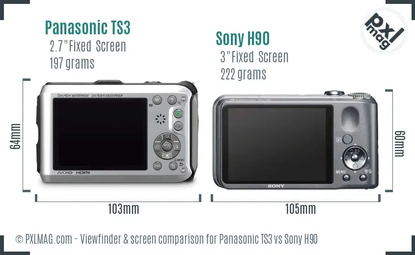 Panasonic TS3 vs Sony H90 Screen and Viewfinder comparison Panasonic TS3 vs Sony H90 Screen and Viewfinder comparison