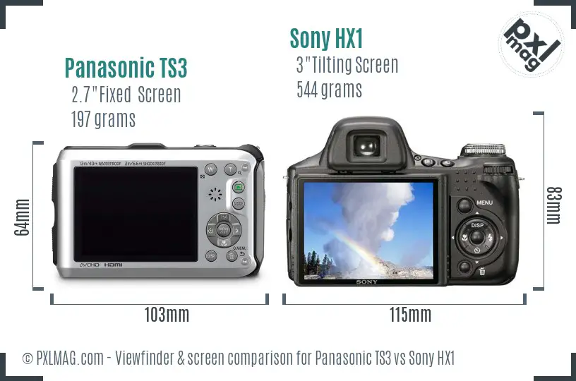 Panasonic TS3 vs Sony HX1 Screen and Viewfinder comparison