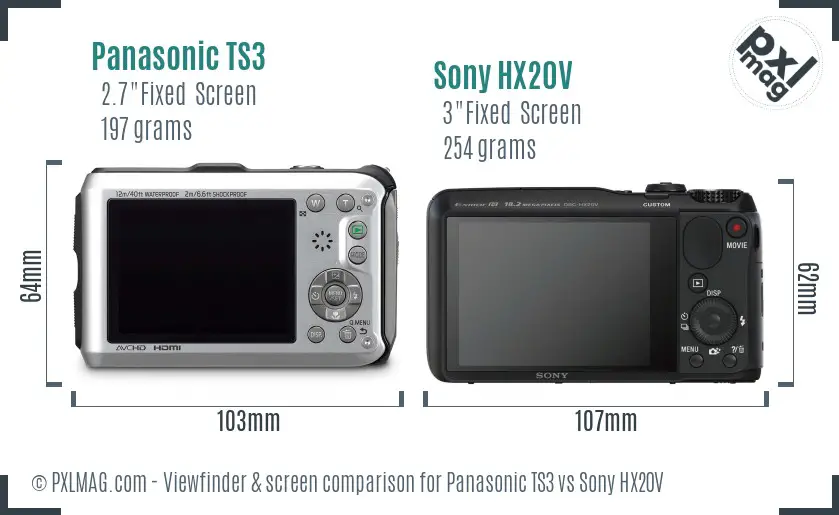 Panasonic TS3 vs Sony HX20V Screen and Viewfinder comparison Panasonic TS3 vs Sony HX20V Screen and Viewfinder comparison