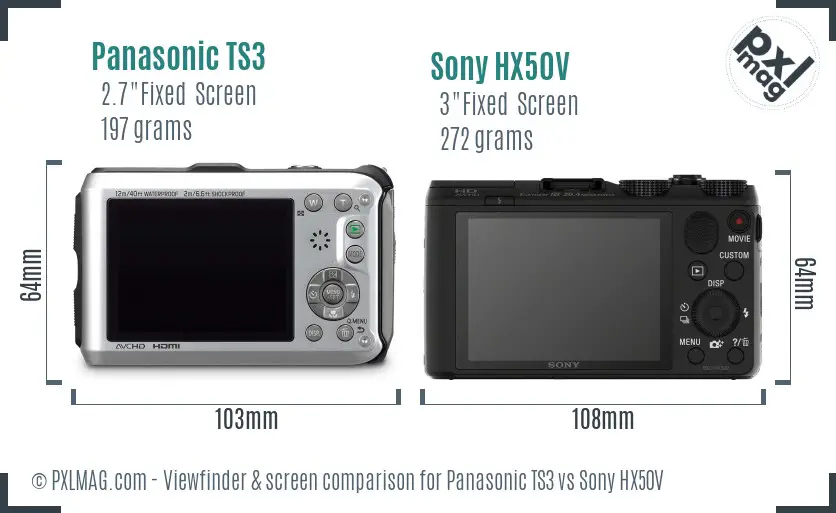 Panasonic TS3 vs Sony HX50V Screen and Viewfinder comparison Panasonic TS3 vs Sony HX50V Screen and Viewfinder comparison