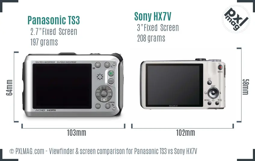 Panasonic TS3 vs Sony HX7V Screen and Viewfinder comparison Panasonic TS3 vs Sony HX7V Screen and Viewfinder comparison