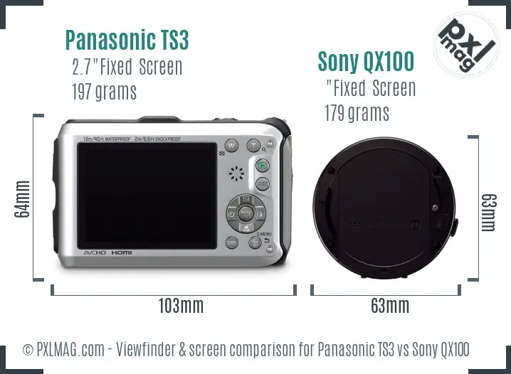 Panasonic TS3 vs Sony QX100 Screen and Viewfinder comparison Panasonic TS3 vs Sony QX100 Screen and Viewfinder comparison