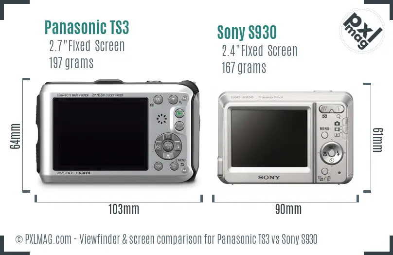 Panasonic TS3 vs Sony S930 Screen and Viewfinder comparison