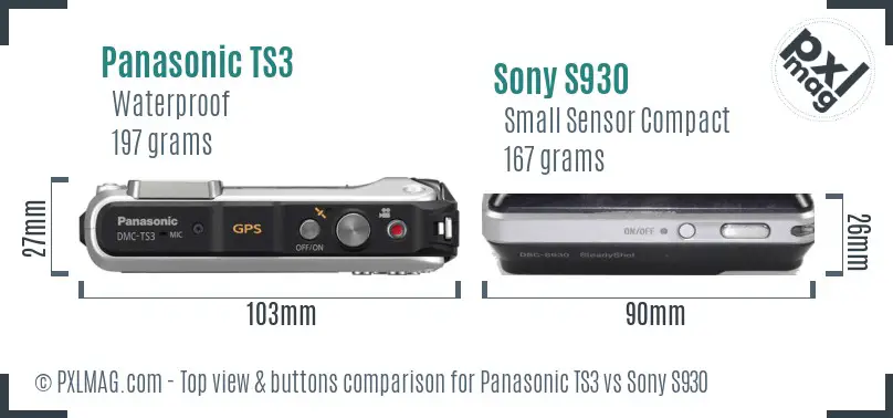 Panasonic TS3 vs Sony S930 top view buttons comparison