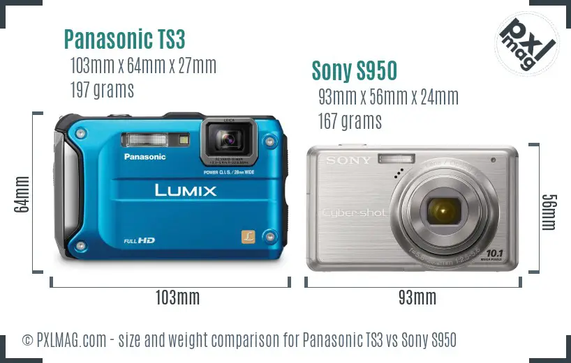 Panasonic TS3 vs Sony S950 size comparison