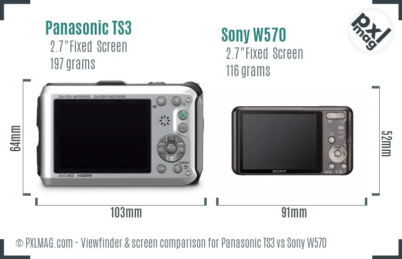 Panasonic TS3 vs Sony W570 Screen and Viewfinder comparison