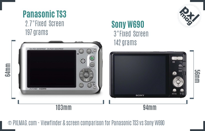 Panasonic TS3 vs Sony W690 Screen and Viewfinder comparison